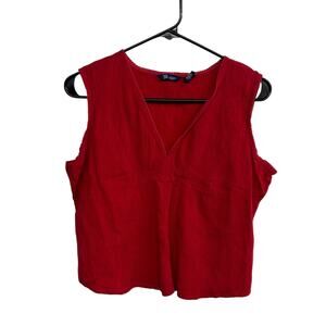 Boho Red Textured Tank Top SO Sleeveless Summer Staple Size L